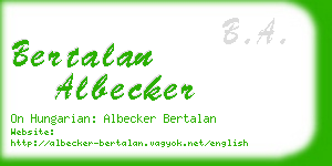 bertalan albecker business card
